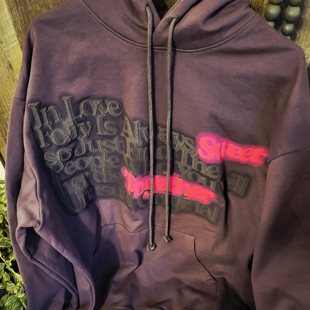 VAMTAC Streetwear Oversized Graphic Hoodie in Deep Plum Color Size M